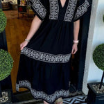 Women's V-Neck Boho Maxi Dress