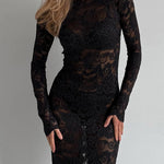 Bodycon High Waisted See-Through Solid Color Split-Joint Round-Neck Cover-Up Maxi Dresses
