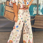 Fashion Printed Short Sleeve Shirt & Pants Two-piece Set