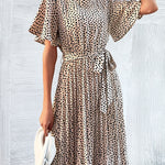 Ruffle Sleeve Leopard Print Dress