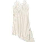 Margovil Spaghetti Strap Lace V Neck Irregular Hem Mini Dress