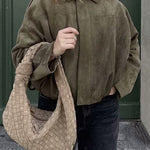 Margovil Lapel Zip Up Trendy Bomber Jacket