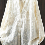 Women's Floral Embroidered Stand-up Collar Cotton Shirt