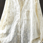 Women's Floral Embroidered Stand-up Collar Cotton Shirt