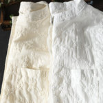Women's Floral Embroidered Stand-up Collar Cotton Shirt