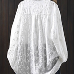 Women's Floral Embroidered Stand-up Collar Cotton Shirt