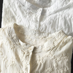 Women's Floral Embroidered Stand-up Collar Cotton Shirt