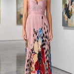Sleeveless High Waist Floral Print Pleated Maxi Dress