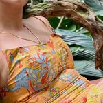 Margovil Spaghetti Strap Floral Print Chiffon Maxi Dress