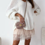 Margovil V Neck Drop Shoulder Slouchy Pullover Sweater