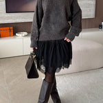 Asymmetrical One Shoulder Long Sleeves Casual Sweater