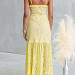 Sleeveless Lace Hollow Out Ruffle Trim Maxi Dress