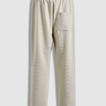Men's solid color textured Puff Grid casual round neck sweatshirt and casual pants set