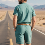 Men's Summer Fashion Casual Retro Western Style Tencel Denim Embroidery Jumpsuit