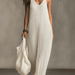 Bohemian Relaxed Sleeveless Wide-Leg Olive Knit Maxi Dress