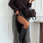 Drawstring Waist Polka Dot Tulle Maxi Skirt