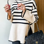Margovil Turtleneck Side Split Striped Sweater