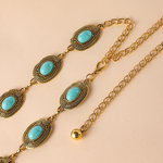 Margovil Turquoise Decorative Adjustable Metal Chain Belt