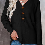 🧹Women'S Solid Color Casual V-Neck Pullover Sweater