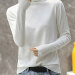 Solid Color Heaps Collar Long Sleeve Knitwear Tops