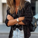 Black Sequin Zipper-up Jacket