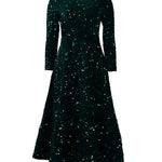 A-Line High Waisted Sequined Split-Joint Zipper Round-Neck Maxi Dresses
