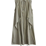 A-Line Loose Pockets Solid Color Tied Zipper V-Neck Midi Dresses Shirt Dress