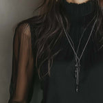 Vintage Pleated Collar Sheer Sleeves Polyester Satin Blouse