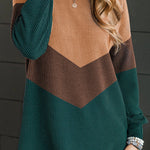 Medium Grey Color Block Corded Tunic Long Sleeve Top