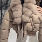 Women Artificial Fur Collar Temperament Casual Short Cotton Jacket