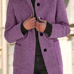 Retro Solid Color Button Stand Collar Wool Jacket