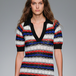 Women's Minimalist, Lightweight Knitted Mini Dress With Colorful Stripes