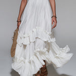 Vintage Sleeveless Maxi Dress With Ruffle Details