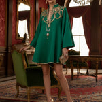 A-Line Long Sleeves Contrast Color Printed Split-Joint Stand Collar Mini Dresses