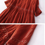 Cotton And Linen Embroidered Loose Dress
