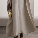 Batwing Sleeves Loose Solid Color Stand Collar Maxi Dresses