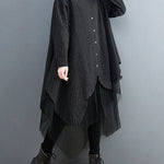Loose Striped Gauze Split-Joint Lapel Long Dress