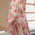 Floral Halter Neck Ruffled Maxi Dress