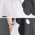 Loose Short Sleeves Buttoned Floral Printed Lapel Collar Midi Dresses