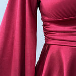 Bodycon Elasticated Waist Solid Color Deep V-Neck Mini Dresses