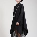 Urban Loose Split-Joint Lapel Long Sleeves Midi Dress