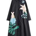 A-Line Long Sleeves Buttoned Pockets Printed Split-Joint Lapel Midi Dresses Shirt Dress
