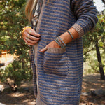Fashion Contrast Striped Loose Long-sleeved Mid-length Knitted Cardigan