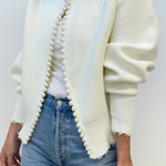 Pearl Trim Ripped Hem Cardigan