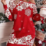 Bodycon Long Sleeves Contrast Color Printed Split-Joint One-Shoulder Midi Dresses