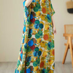 Batwing Sleeves Half Sleeves Contrast Color Polka-Dot V-Neck Maxi Dresses