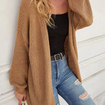 Drop Shoulder Open Front Knit Oversized Sweater Cardigan