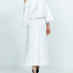 Long Sleeves Loose No Belt Solid Color Off-The-Shoulder Midi Dresses