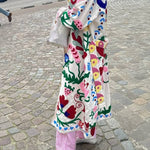 Fashion Fruit Print Long Coat Cherry Trench Coat