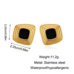 Geometric Layered Black Gold Earrings